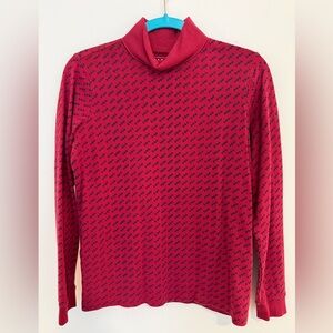 *EUC* L.L. Bean Red Herringbone Design Turtleneck Light Sweater